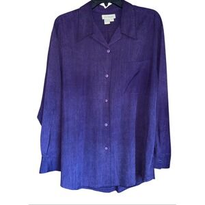 Vintage Ann Taylor Blouse 100% Silk Eggplant Purple Long Sleeve Size 14